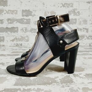 Nine West Women's Naela Black Leather High Heeled Sandals O334